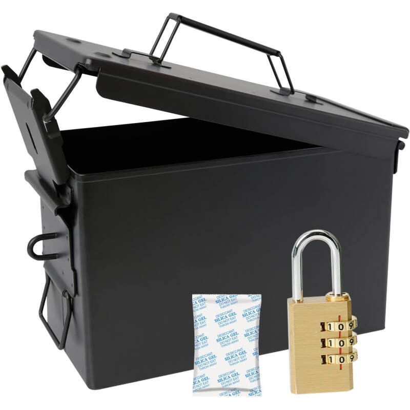 Aolamegs 50 Cal Ammo Can – Locking Hardware Kit and Stainless Steel Padlock，Ammo Box Military & Army M2A1