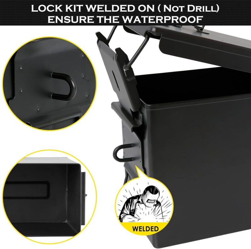 Aolamegs 50 Cal Ammo Can – Locking Hardware Kit and Stainless Steel Padlock，Ammo Box Military & Army M2A1