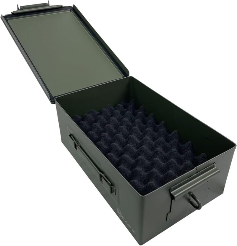 Reapr Heavy Duty Steel Ammo Can, Lockable & Water Resistant Box for any Caliber Ammunition, Airtight Military Storage 30/50 Cal, Durable Utility Box for Pistol, Shotgun, Rifle, Gifts for Him
