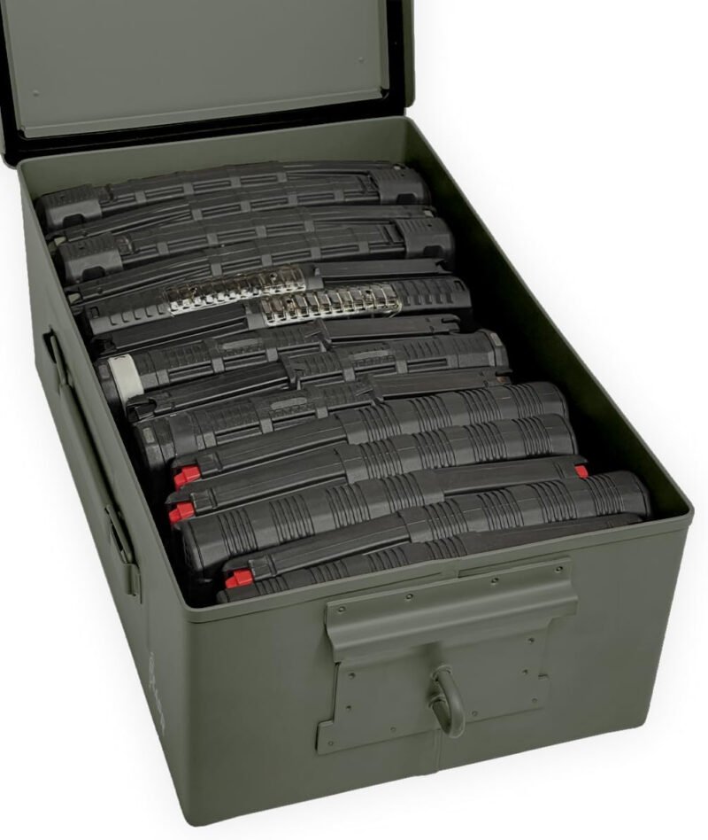 Reapr Heavy Duty Steel Ammo Can, Lockable & Water Resistant Box for any Caliber Ammunition, Airtight Military Storage 30/50 Cal, Durable Utility Box for Pistol, Shotgun, Rifle, Gifts for Him