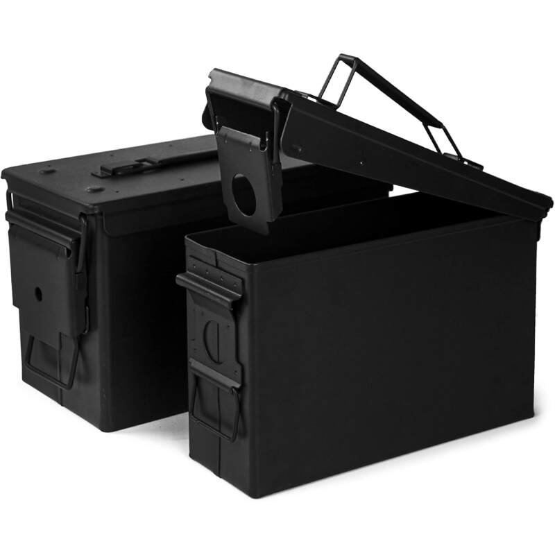 GUGULUZA Metal Ammo Can 30/50 Cal, Lockable Ammo Storage Case, Military Waterproof & Airtight Ammo Containers Box for Shotgun, Rifles, Pistols