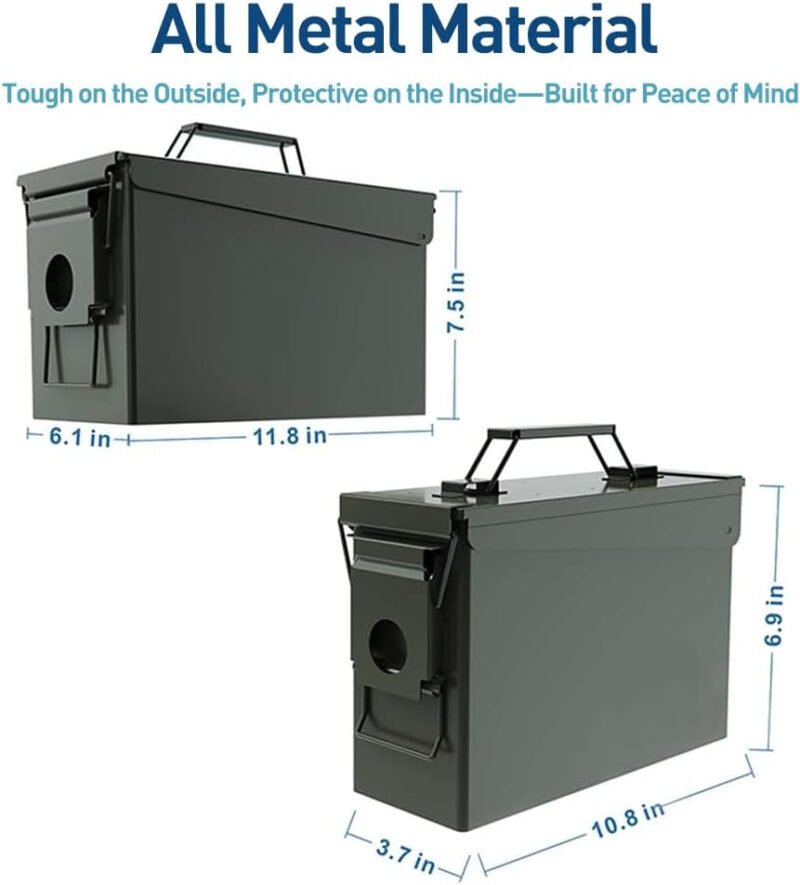 HARDROCK 30 50 Cal Ammo Can Metal 9mm Ammo Box Storage Crate case for Shotgun Bullet Rifle Nerf Ammunition Waterproof case-Gard Organizer