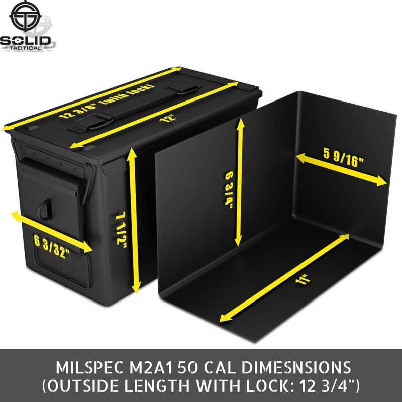 Lockable 30 & 50 Cal Metal Ammo Storage Box 9mm – Military & Army Steel Ammo Can for Ammunition Storage – Waterproof Ammo Crate Utility Box