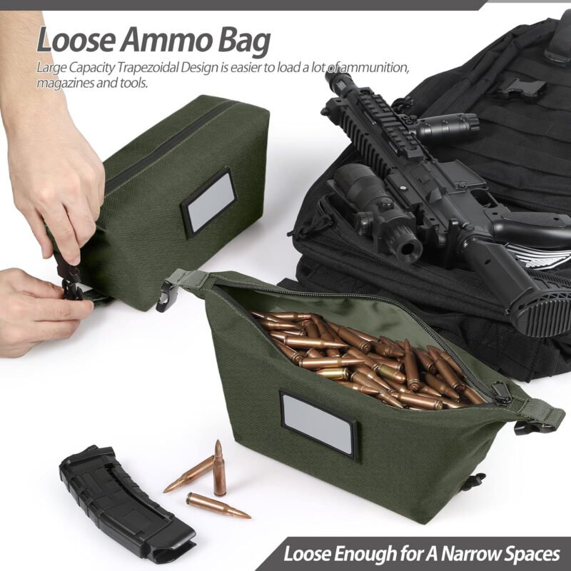 4-Pack Tactical Ammo Bag, CITYCHASE Ammo Pouch with Adjustable Handle Bunkle & Rubber ID Patches, Loose Molle Pouches Ammo Case for Rifle Pistol Range Bag
