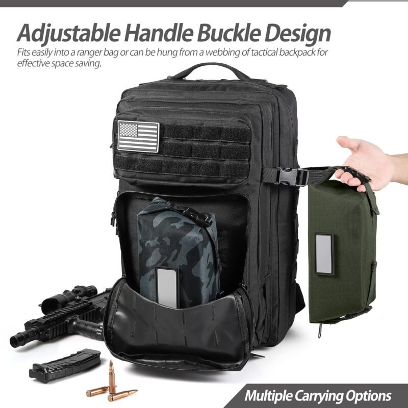 4-Pack Tactical Ammo Bag, CITYCHASE Ammo Pouch with Adjustable Handle Bunkle & Rubber ID Patches, Loose Molle Pouches Ammo Case for Rifle Pistol Range Bag