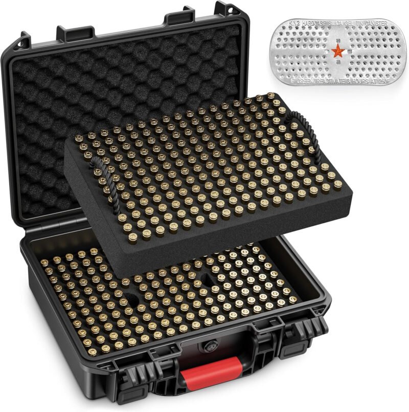 350 Round Bullet Locking Storage Case – Travel Safe/Mil Spec/Waterproof Ammo Box – for 9x19mm Parabellum/9mm Luger,.40 S&W, 380ACP, 38 S&W, 356 TS&W,7.63mm Mannlicher,8mm Steyr,.357SIG