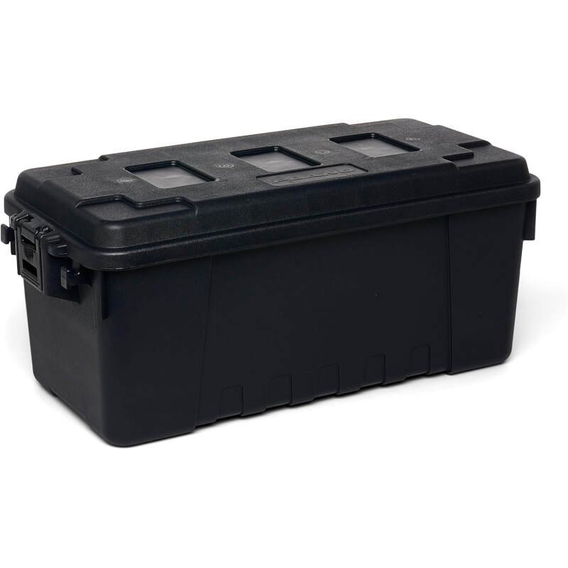 Plano Storage Trunk, Black, Medium, Lockable Storage Box, Airline Approved Sportsman Trunk, Hunting Gear and Ammunition Bin, Heavy-Duty Containers for Camping, 68-Quart