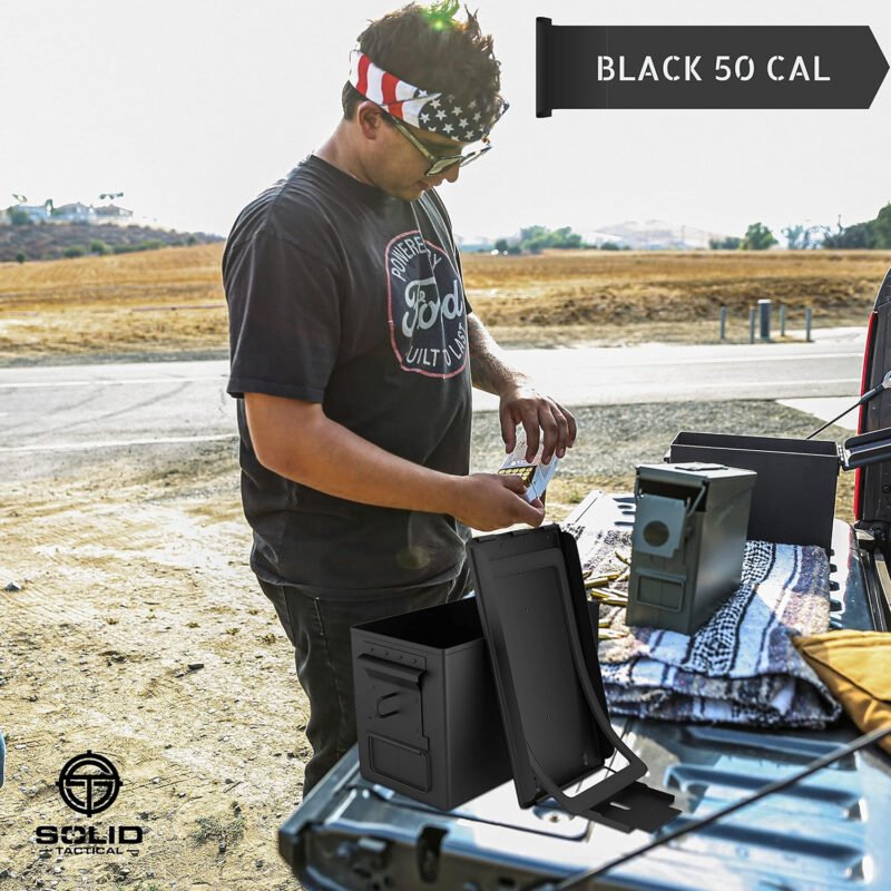 Lockable 30 & 50 Cal Metal Ammo Storage Box 9mm – Military & Army Steel Ammo Can for Ammunition Storage – Waterproof Ammo Crate Utility Box