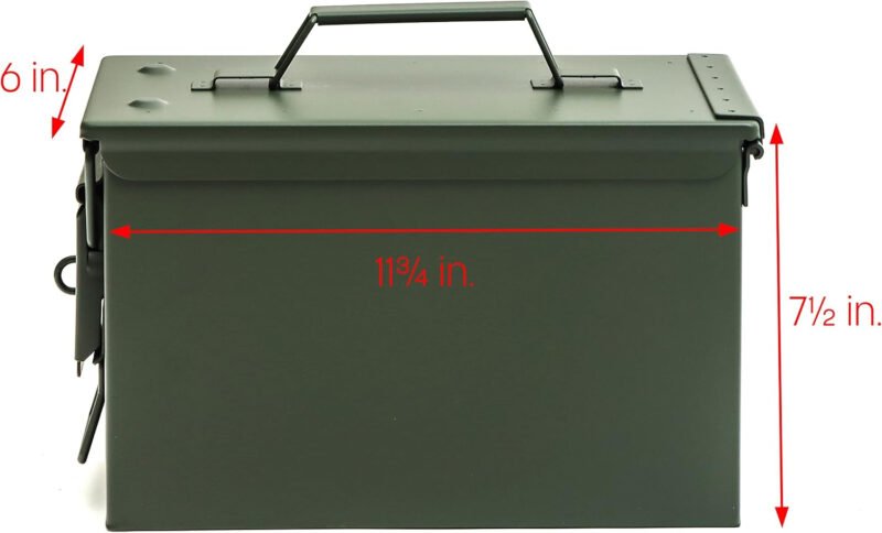11.8″ All Metal 50 Caliber Ammo Can with Installed Locking Hardware