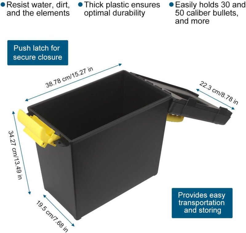 Field Ammo Box | Heavy Duty Storage Case | Waterproof Box for Hunting and Shooting | Ammunition Lockable Storage Box | Shotgun Ammo Can Tool Box | Pistol Ammo Storage Box | Rifle Ammo Box