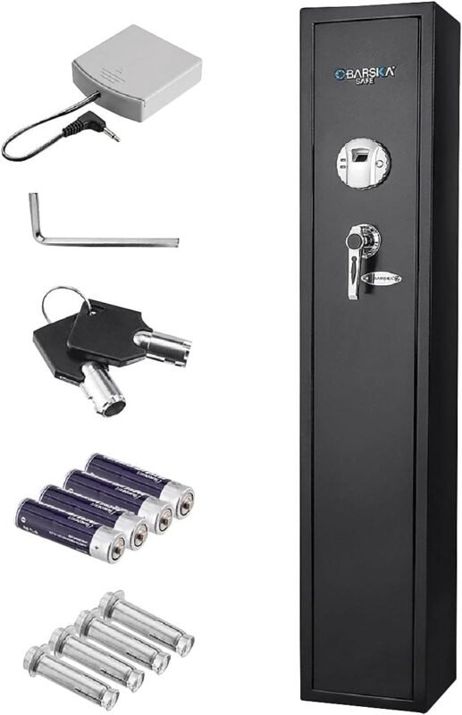BARSKA Quick and Easy Access Biometric Fingerprint Rifle Shotgun Firearm Long Gun Safe for Home with Optional Silent Mode & Removable Shelf