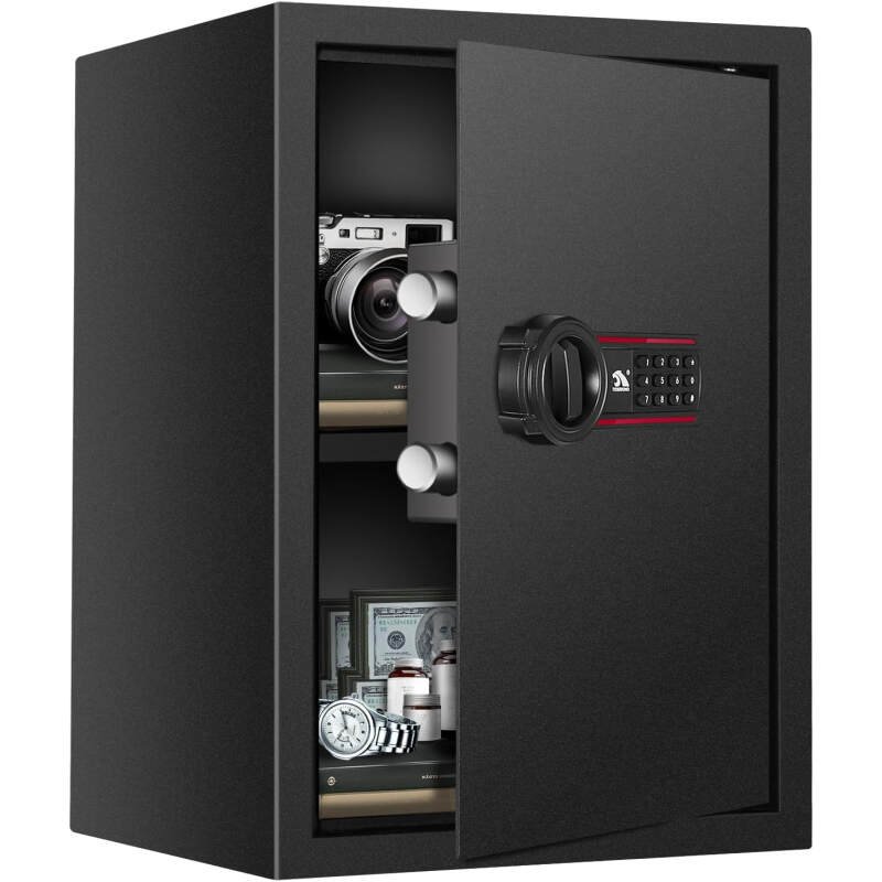 TIGERKING Digital Keypad Safe Box, Combination Lock Safe, Safe and Lock Box with Digital Keypad for Home, Office, Cash, Jewelry, Documents,1.8 Cubic Feet, Black