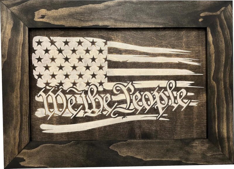 American Flag We The People Decorative and Secure Hidden Gun Cabinet (Black and White)