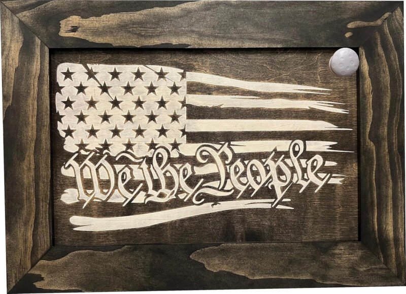 American Flag We The People Decorative and Secure Hidden Gun Cabinet (Black and White)
