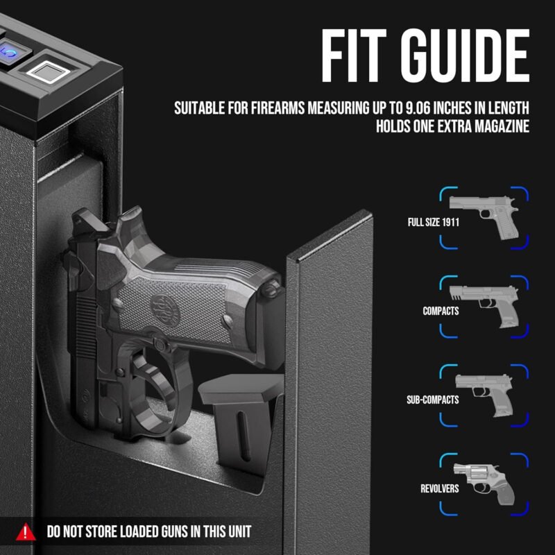 GLORYFIRE Gun Safe Biometric Pistol Safe, Mounted Nightstand Quick Access Handgun Safe and Gun Lock Box for Car, Truck, Desk, Bedside, Wall with Security Fingerprint, Key Access, PIN Code