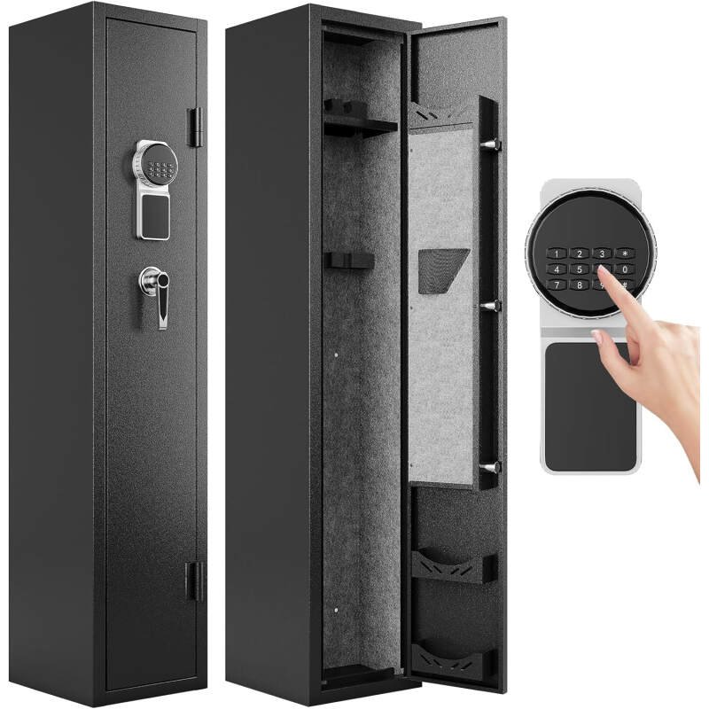KAER Gun Safes with 180-Degree Full Access Door and Removable Shelf for 2 Home Rifles and Pistols Digital Quick Access Electronic Firearm Safe with Pistol Rack and Ammunition Storage Shelves…
