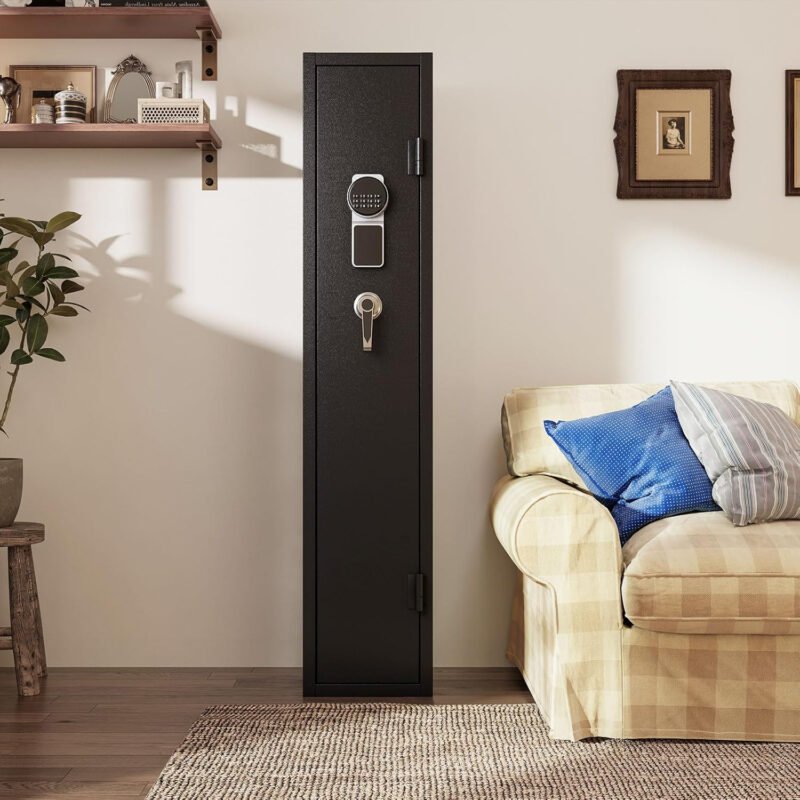 KAER Gun Safes with 180-Degree Full Access Door and Removable Shelf for 2 Home Rifles and Pistols Digital Quick Access Electronic Firearm Safe with Pistol Rack and Ammunition Storage Shelves…