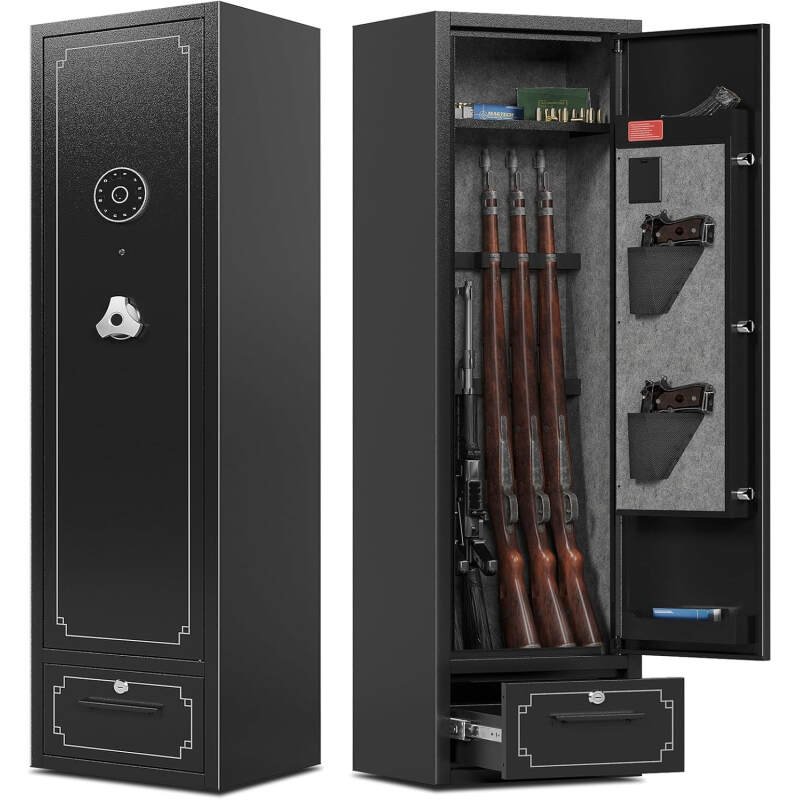 KAER 5-6 Gun Safe,Gun Safes for Rifle and Pistols,Gun Cabinets,Rifle Safe,Gun Safes for Rifle and Shotguns,Gun Safes & Cabinets with Drawer,Indoor Gun Rack,Removable Shelf