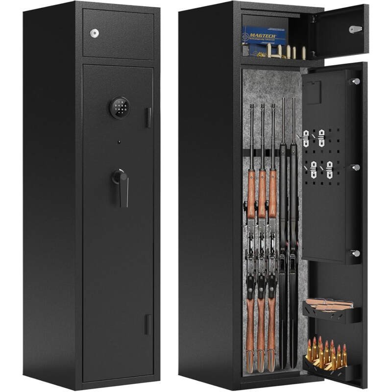 Karini 5 Gun Safe,Large Capacity Gun Safes for Rifles and Pistols,Gun Cabinet with Electronic Lock, Long Gun Safes,Anti-Theft Gun Safe for Rifles with Pistol Racks