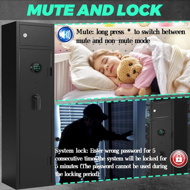 Karini 5 Gun Safe,Large Capacity Gun Safes for Rifles and Pistols,Gun Cabinet with Electronic Lock, Long Gun Safes,Anti-Theft Gun Safe for Rifles with Pistol Racks
