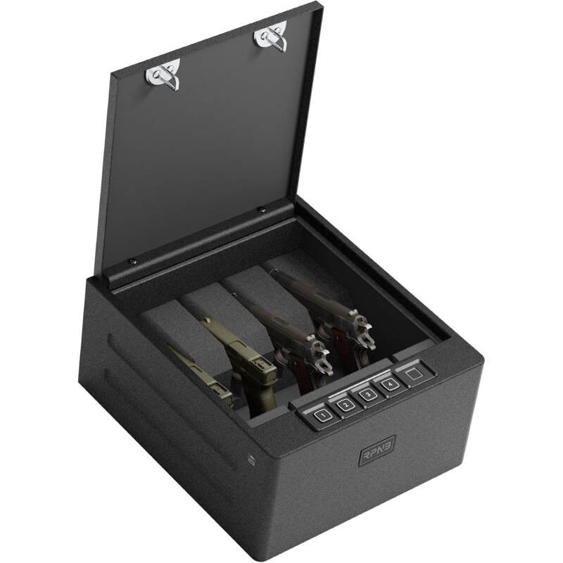 RPNB Gun Safe, Biometric Gun Safe for Handgun, 4 Pistols High Capacity Handgun Safe with Digital Keypad, Biometric Fingerprint