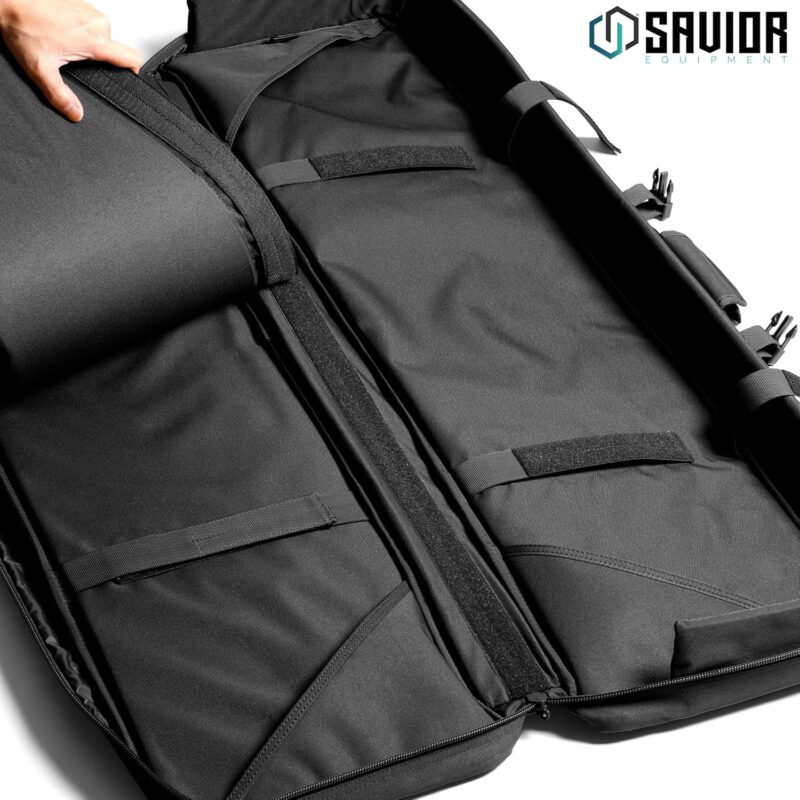 Savior Equipment American Classic Tactical Double Long Gun Bag Pistol Transportation Case w/Backpack Strap, Lockable Compartment, Available Length in 36″ 42″ 46″ 51″ 55″