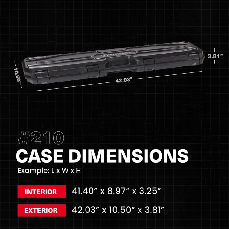 Condition 1 42” Economy Single Scope Hard Gun Carrying Case Model 210 with Foam, Long Storage Case, Lockable TSA Friendly, Water Resistant, Made in USA, 42.03″x10.50″x3.81″