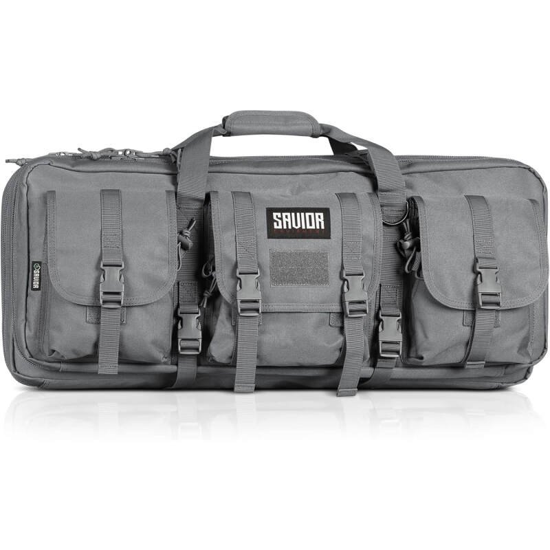 Savior Equipment American Classic Shorty Tactical Double Short Gun Case Pistol Bag, Spacious Front Pockets, Padded Shoulder Strap Included