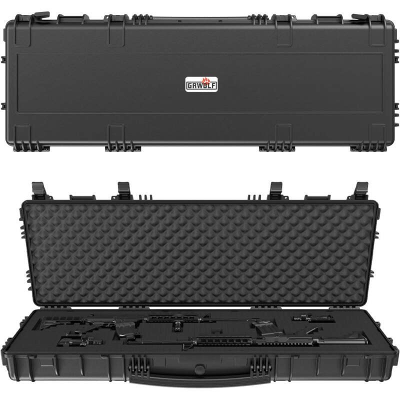 Rifle Case, Mil-Spec, 3 Layer Pick and Pluck Cube Foam 43~54.3 in,4~6 latches,IP67