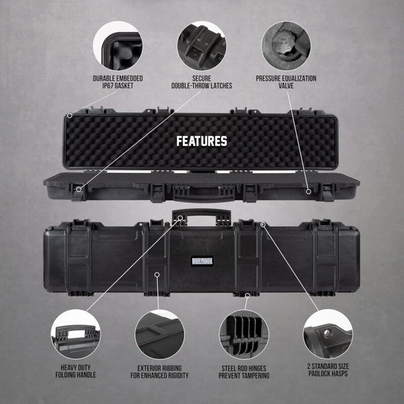 All Weather Hard Case – TSA Approved Rifle Case with Customizable Foam, Ergonomic Handles – Waterproof Travel Case for Rifles, Guns, Shotguns, Ammo, Scopes & Gear