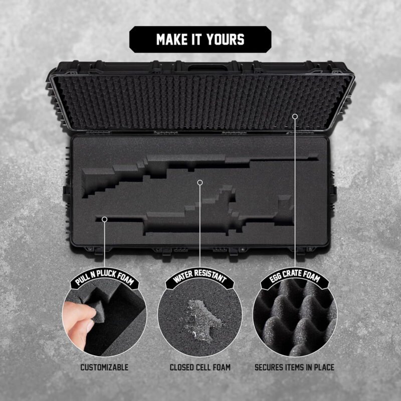 All Weather Hard Case – TSA Approved Rifle Case with Customizable Foam, Ergonomic Handles – Waterproof Travel Case for Rifles, Guns, Shotguns, Ammo, Scopes & Gear