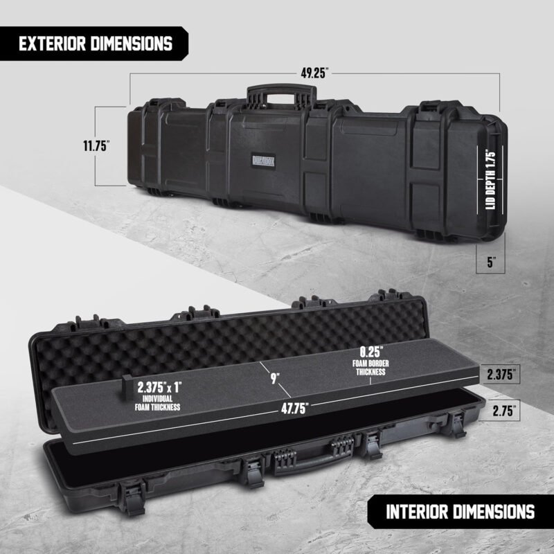 All Weather Hard Case – TSA Approved Rifle Case with Customizable Foam, Ergonomic Handles – Waterproof Travel Case for Rifles, Guns, Shotguns, Ammo, Scopes & Gear