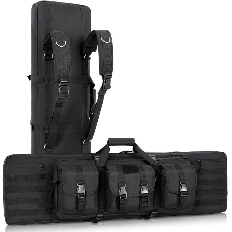 DULCE DOM Soft Double Rifle Bag, Gun Case Storage & Transportation, Long Gun Bag Portable Tactical Backpack Carrying with Molle for Shooting Range Hunting Outdoors, 32/36/42/48” with Multiple Colors