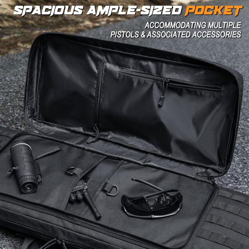DULCE DOM Soft Double Rifle Bag, Gun Case Storage & Transportation, Long Gun Bag Portable Tactical Backpack Carrying with Molle for Shooting Range Hunting Outdoors, 32/36/42/48” with Multiple Colors
