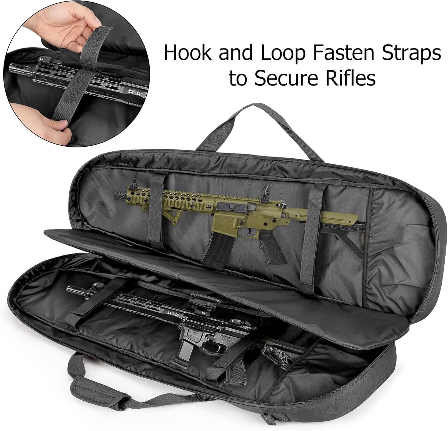 DSLEAF Long Soft Rifle Case for 36” Rifles, Tactical Double Rifle Backpack & Padded Rifle Bag for Hunting and Shooting