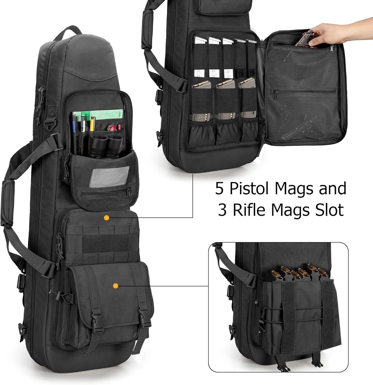 DSLEAF Long Soft Rifle Case for 36” Rifles, Tactical Double Rifle Backpack & Padded Rifle Bag for Hunting and Shooting