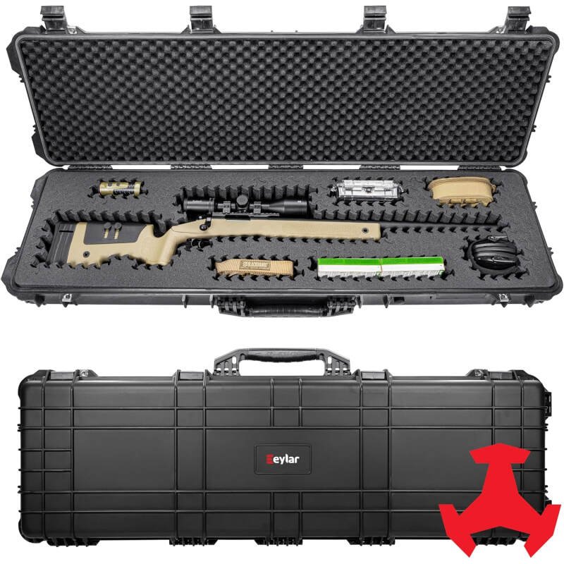 Eylar 53” Hard Rifle Case Equipped With Ragar Reconfigurable & Reusable XP Crosslinked Foam Insert, Waterproof, Shockproof Meets TSA Requirements