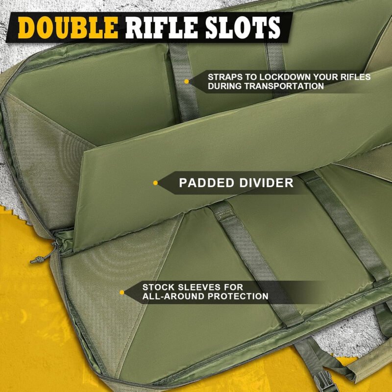 DULCE DOM Double Case Soft Padded Long Bag, Tactical Case Storage for Shooting Hunting Dual Carrying Backpack Accessories
