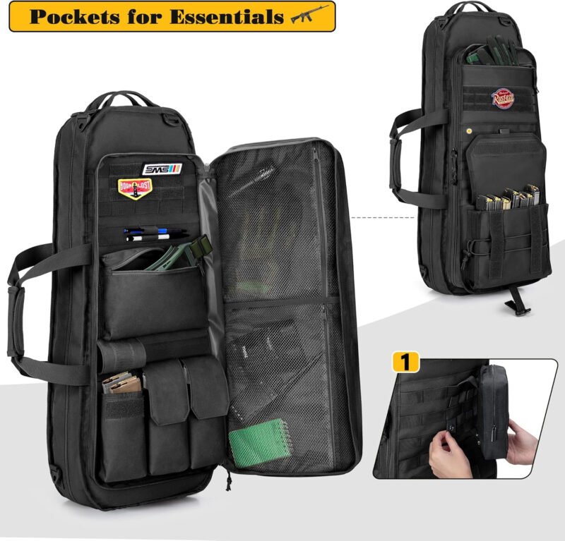 Tactical Rifle Bag Backpack Fits 28” Rifles, Soft Rifle Case with 3 Magazine Holders, Padded Shoulder Straps, Lockable Zipper and Molle System for Hunting and Shooting
