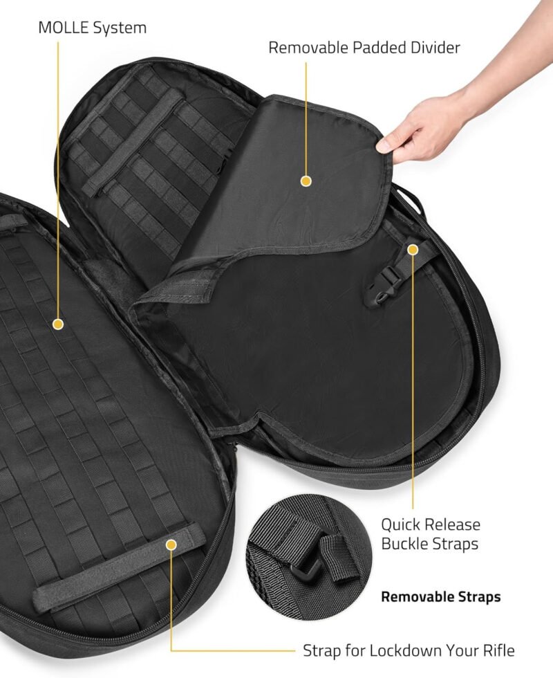 CVLIFE 30” Soft Rifle Case, Tactical Rifle Bag Sling Backpack Bag with Padded Shoulder Strap and Lockable Zippers, Molle System for Hunting and Shooting