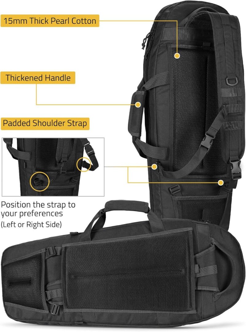 CVLIFE 30” Soft Rifle Case, Tactical Rifle Bag Sling Backpack Bag with Padded Shoulder Strap and Lockable Zippers, Molle System for Hunting and Shooting