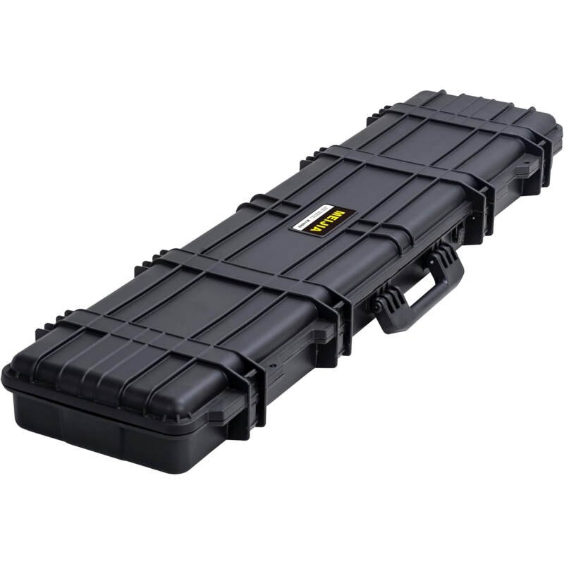MEIJIA Portable Waterproof All Weather Hard Rifle Case,Soft Handle Grip,Customizable Fit Foam Inserted,without wheels,Black