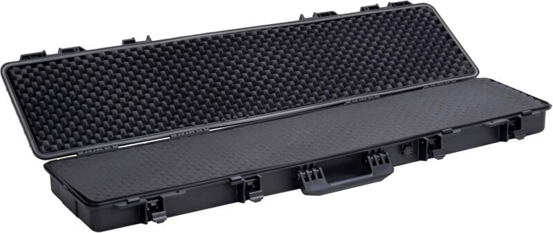 MEIJIA Portable Waterproof All Weather Hard Rifle Case,Soft Handle Grip,Customizable Fit Foam Inserted,without wheels,Black