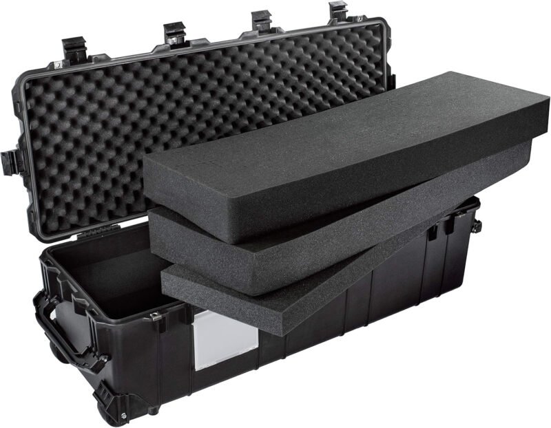 Eylar XL 44 Inch Deep Heavy Transport Roller Rifle Hard Case with Foam, Waterproof & Crushproof, Three Rifle Capacity, Auto-Pressure Valve with Lockable Fittings TSA Standards