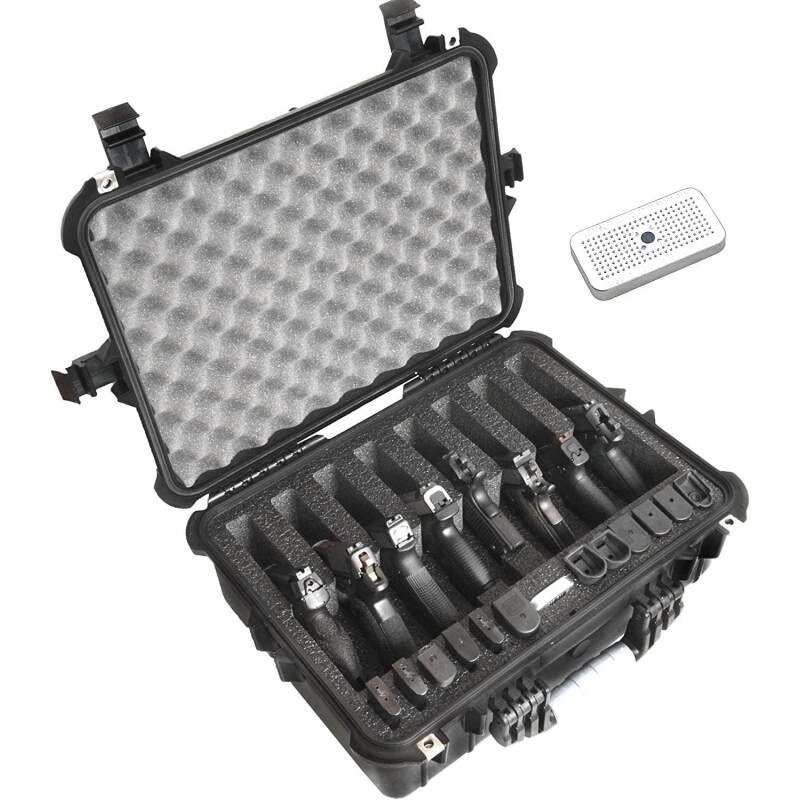 Case Club 8 Pistol and 12 Magazine Pre-Cut Heavy Duty Waterproof Case with Included Silica Gel Canister to Help Prevent Gun Rust