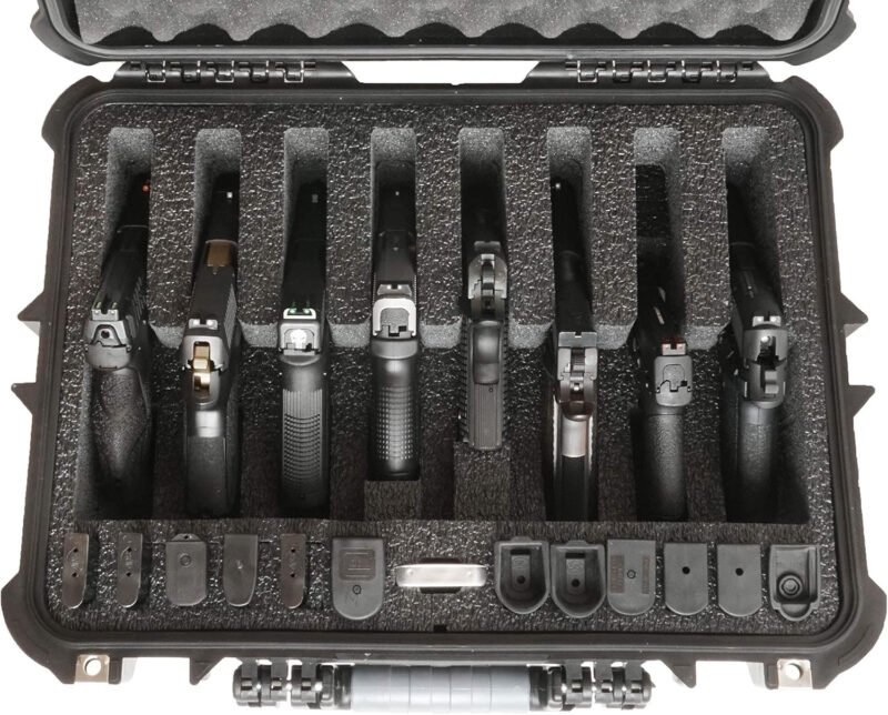 Case Club 8 Pistol and 12 Magazine Pre-Cut Heavy Duty Waterproof Case with Included Silica Gel Canister to Help Prevent Gun Rust