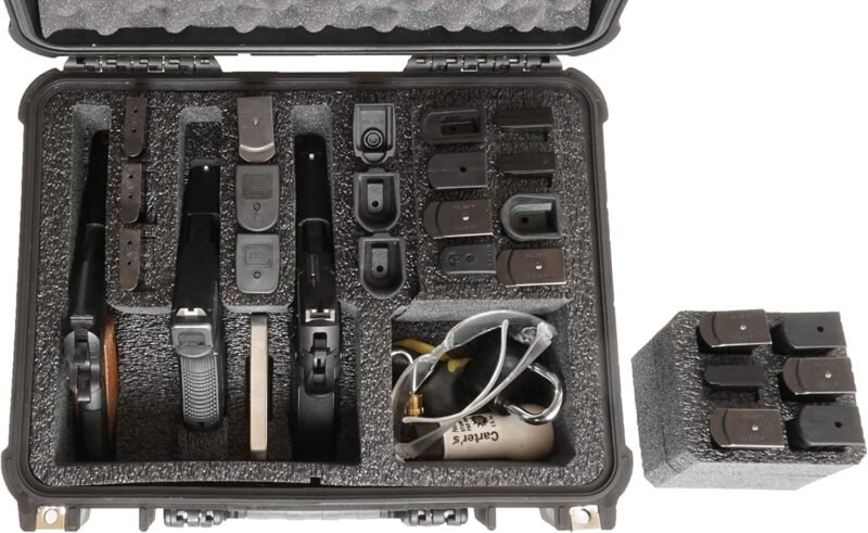 Case Club 3 Pistol & Accessory & Up to 23 Magazines Pre-Cut Waterproof Case with Silica Gel to Help Prevent Gun Rust (Gen 2)