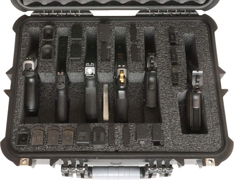 Case Club 6 Pistol and 21 Magazine Pre-Cut Heavy Duty Waterproof Case with Included Silica Gel Canister to Help Prevent Gun Rust (Upgraded Gen-2)