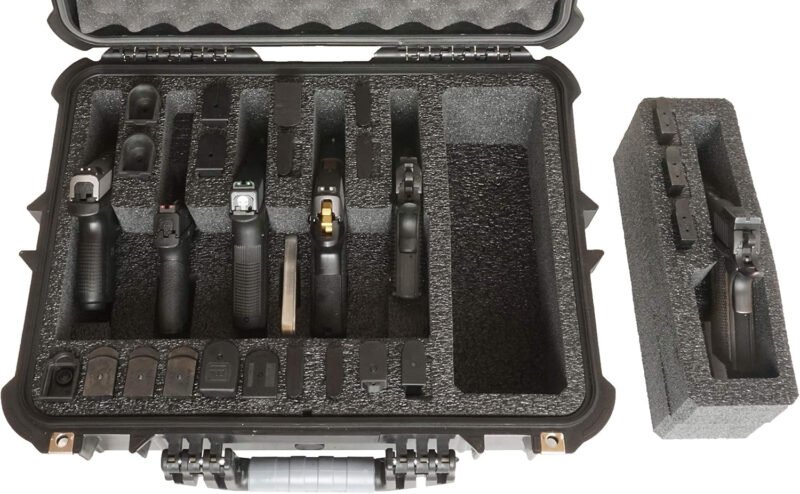Case Club 6 Pistol and 21 Magazine Pre-Cut Heavy Duty Waterproof Case with Included Silica Gel Canister to Help Prevent Gun Rust (Upgraded Gen-2)