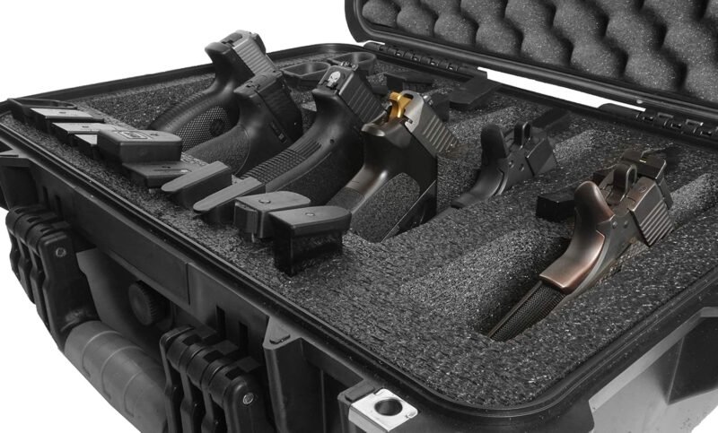 Case Club 6 Pistol and 21 Magazine Pre-Cut Heavy Duty Waterproof Case with Included Silica Gel Canister to Help Prevent Gun Rust (Upgraded Gen-2)